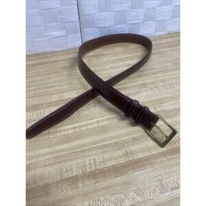 Men's Johnston & Murphy Brown Leather Belt #4537 Sz 34 Brass Buckle Career Golf